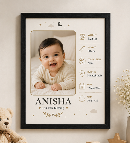 Personalized Baby Details Photo Frame